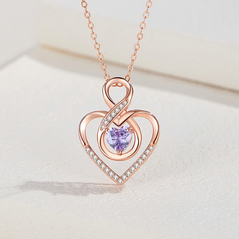 Number 8 Heart Necklace Women's Diamond-Set